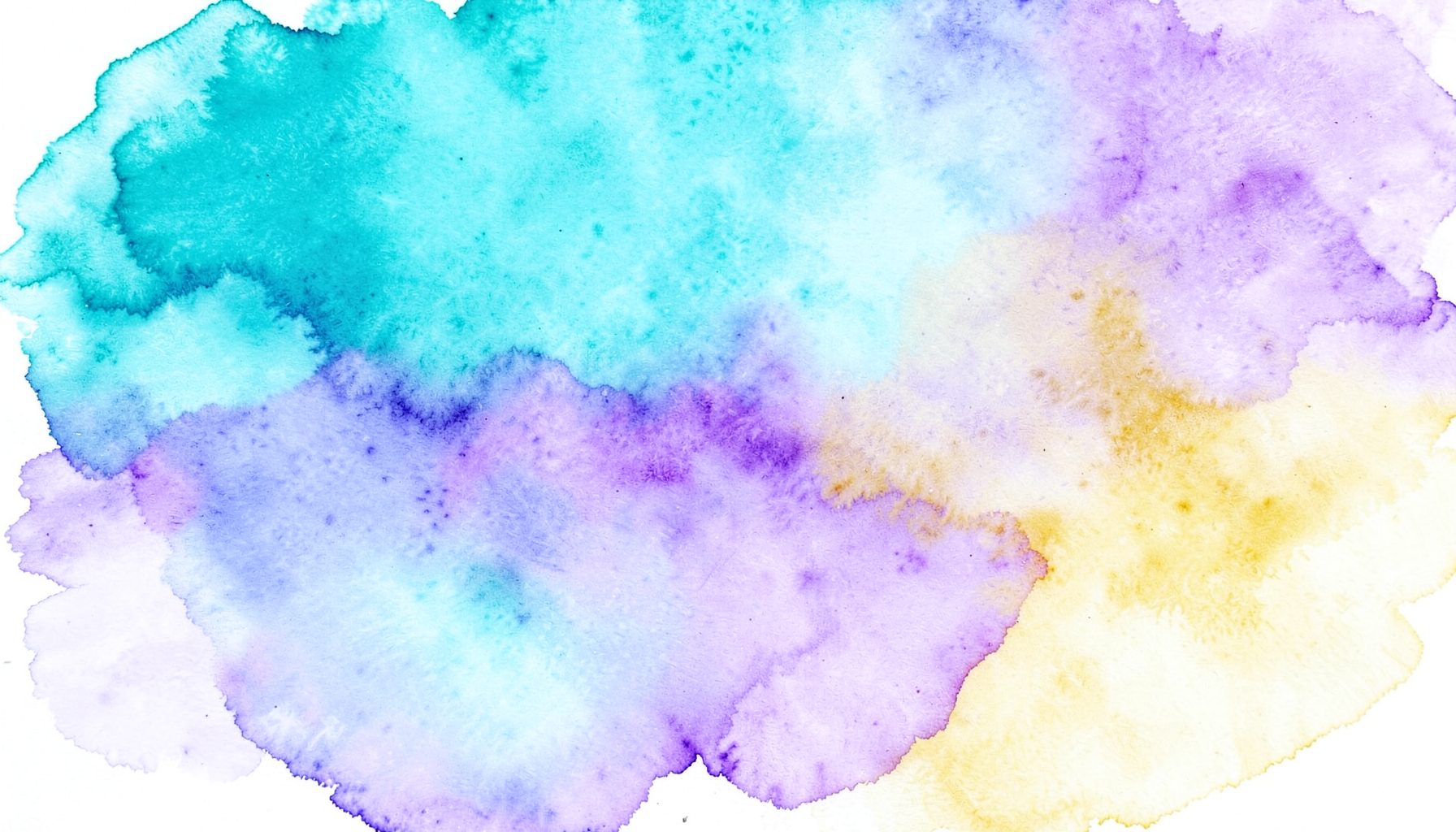 A vivid full-width abstract watercolor wash blending turquoise, purple, and touches of golden yellow, evoking a calm artistic mood
